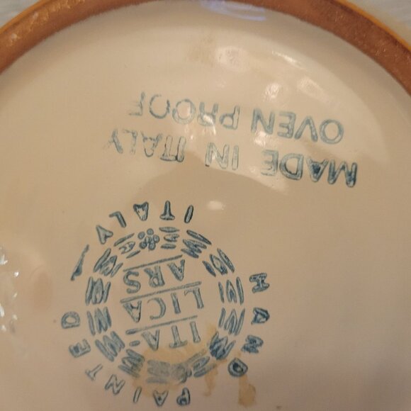 Hand-Painted Italian Ceramic Baking Dish With Dual Handles & Apple Design ARS - Picture 5 of 7